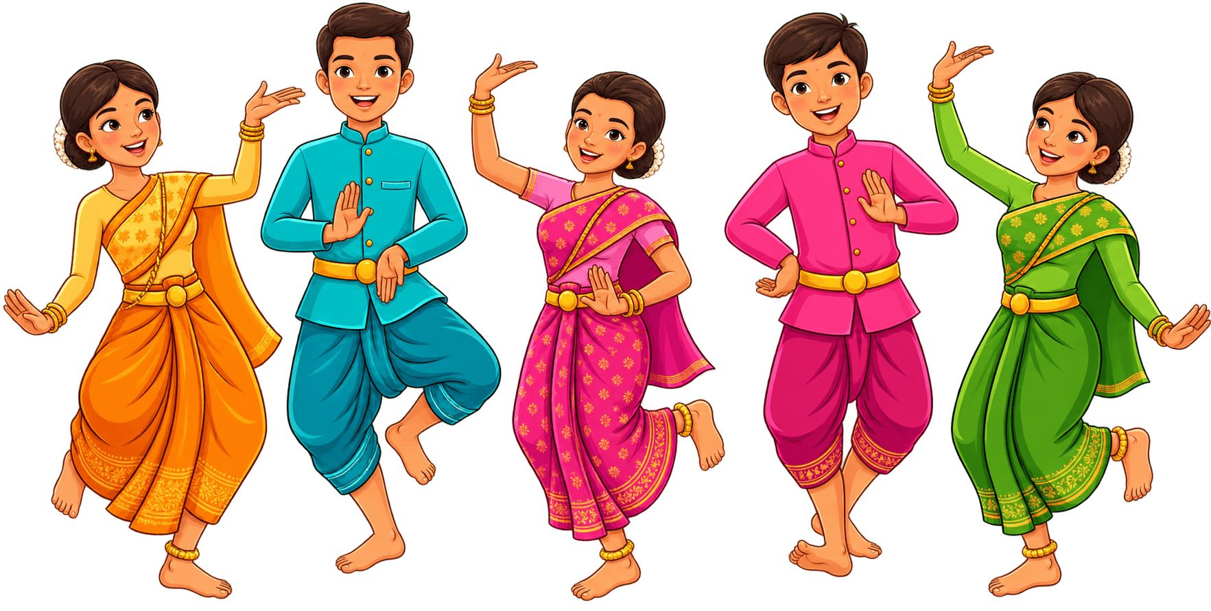 Illustration of traditional Indian classical dancers